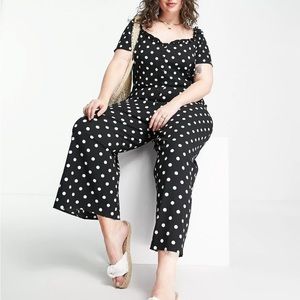ASOS Curve Polka Dot ruffled jumpsuit